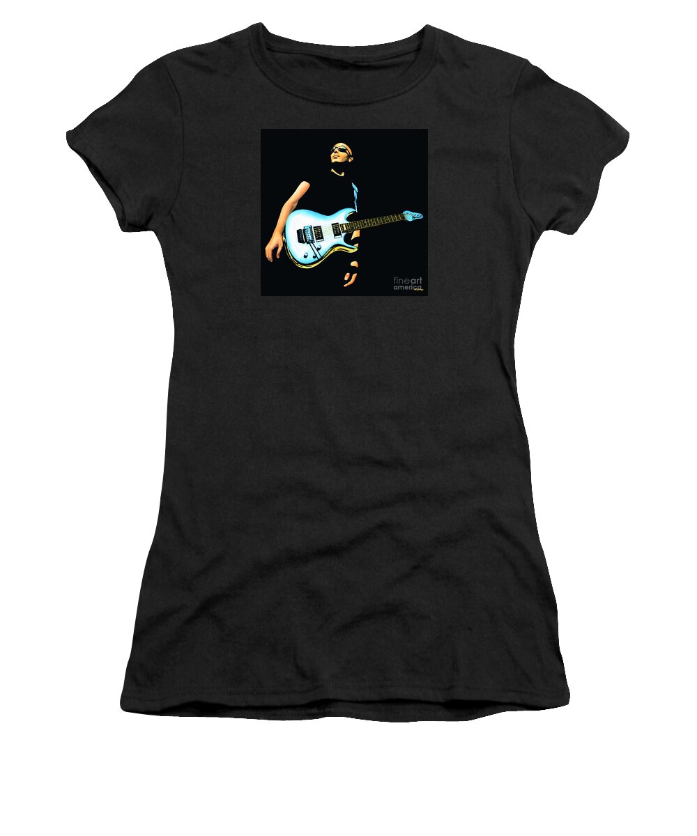 Joe Satriani Women's T-Shirt featuring the painting Joe Satriani Painting by Paul Meijering