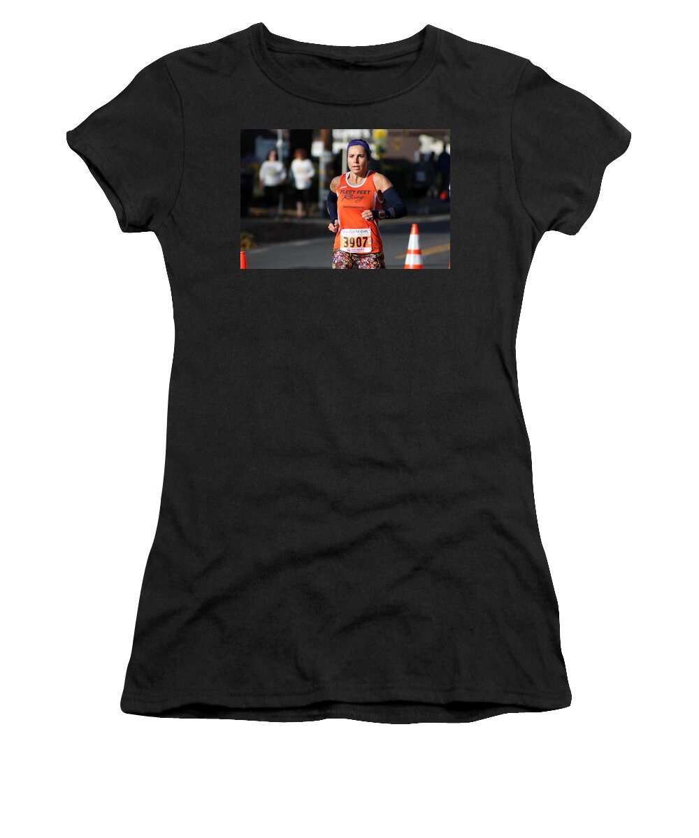 Run To Feed The Hungry 2013 Women's T-Shirt featuring the photograph Leilani Finish #1 by Randy Wehner