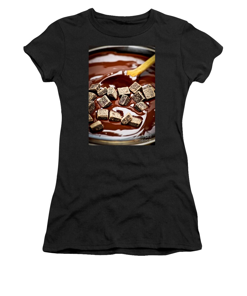 Chocolate Women's T-Shirt featuring the photograph Melting chocolate #1 by Elena Elisseeva