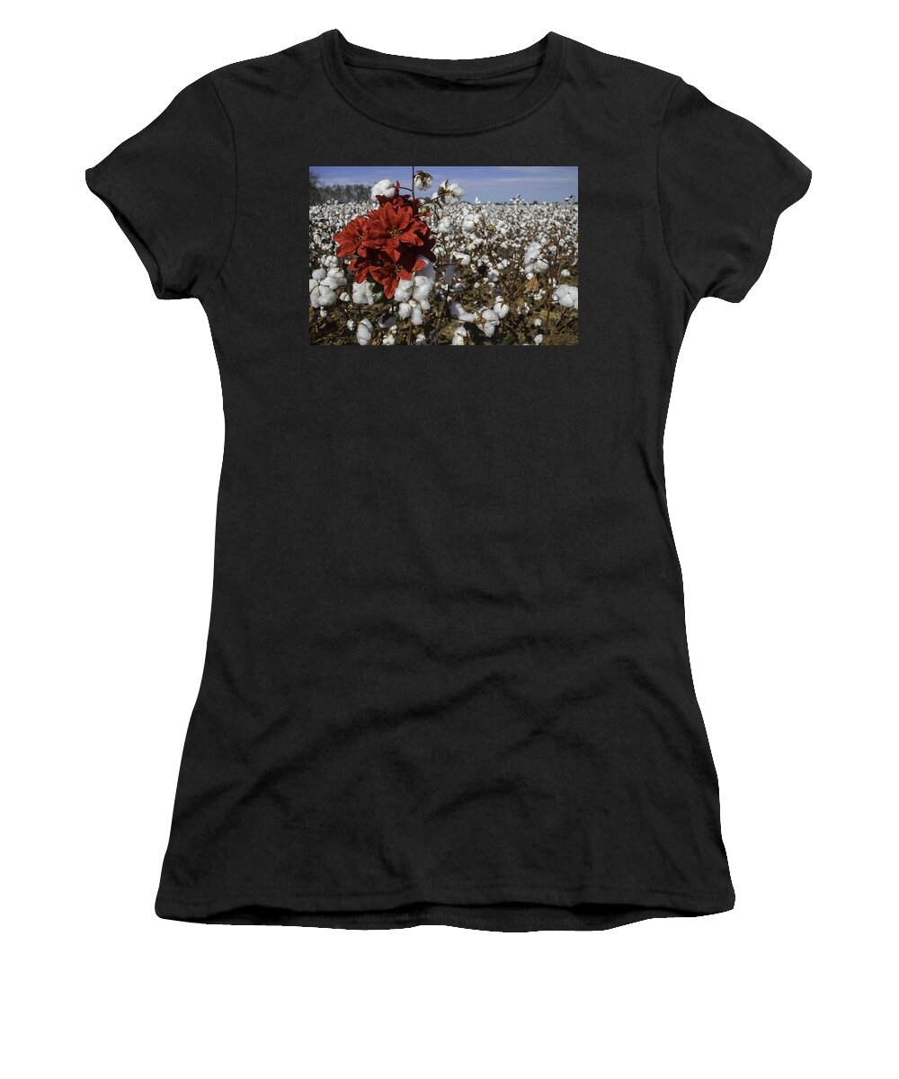 Christmas Women's T-Shirt featuring the digital art Red in the Cotton #1 by Michael Thomas