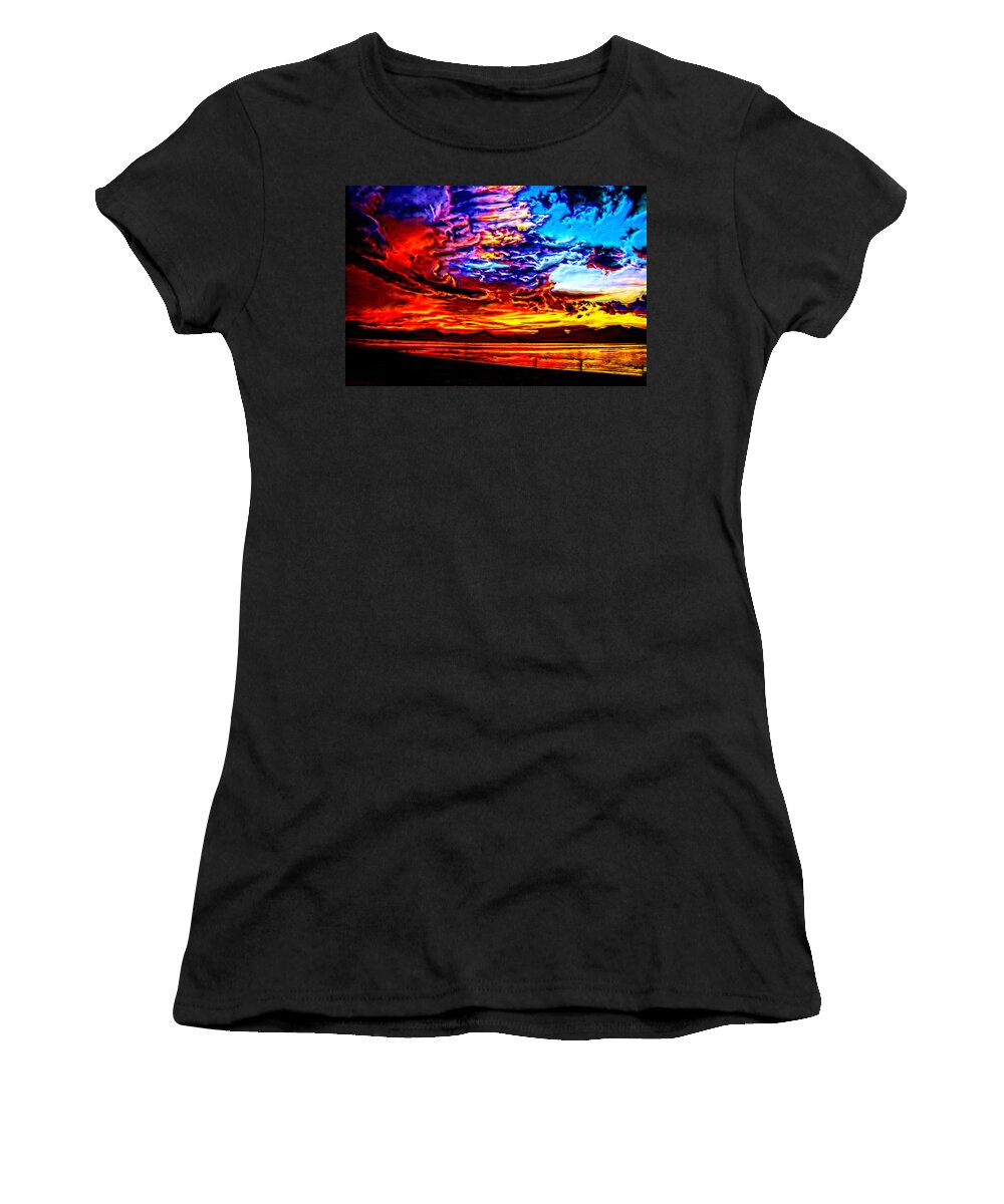 Sunset Women's T-Shirt featuring the painting Sunset in the Clouds #1 by Bruce Nutting