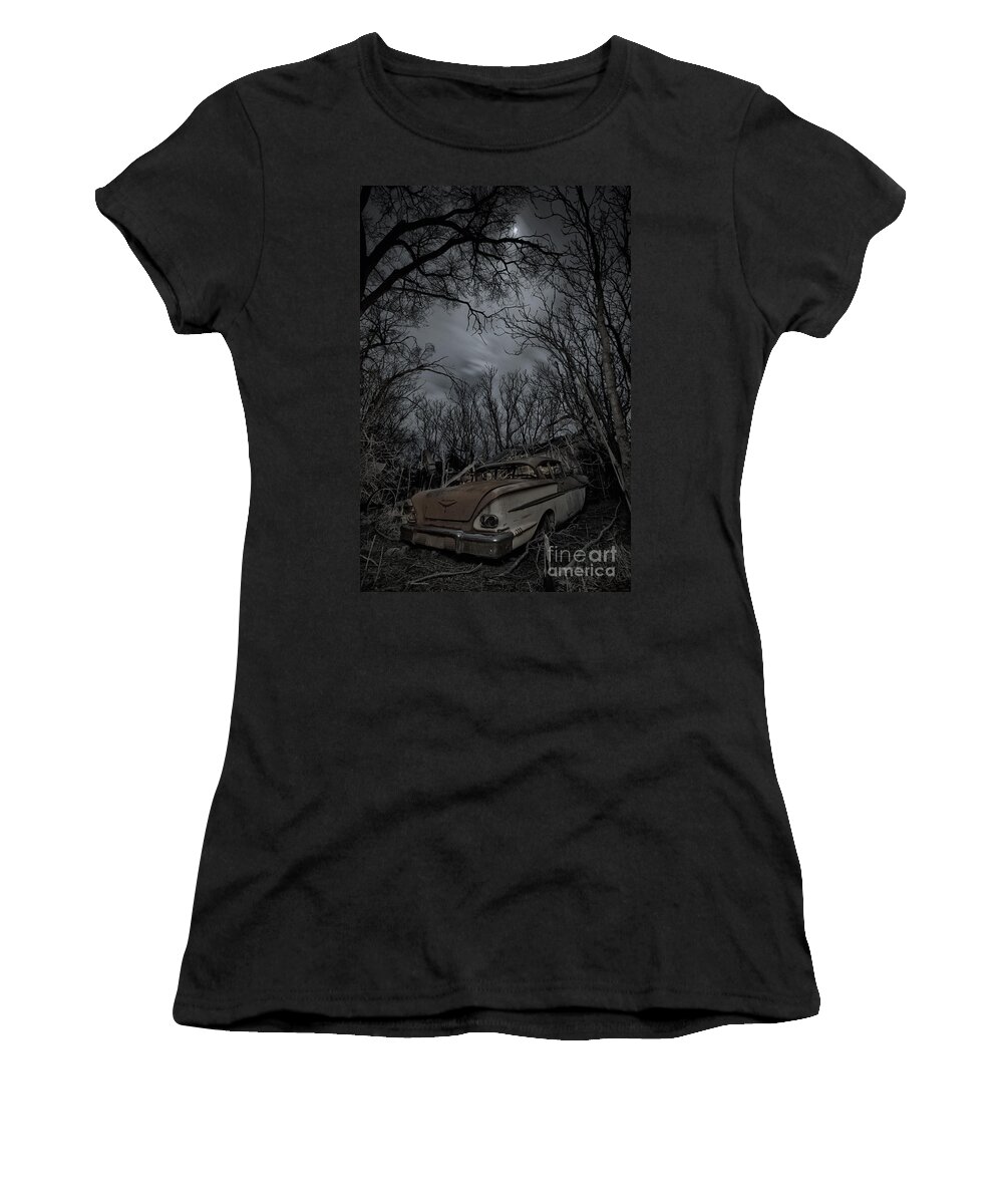 Light Painting Women's T-Shirt featuring the photograph The Lost American Dream #1 by Keith Kapple