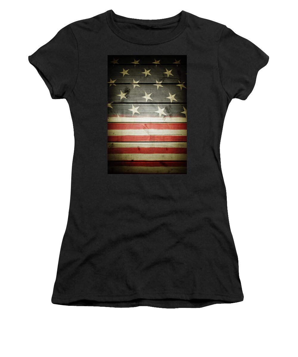 American Flag Women's T-Shirt featuring the photograph American flag 58 by Les Cunliffe