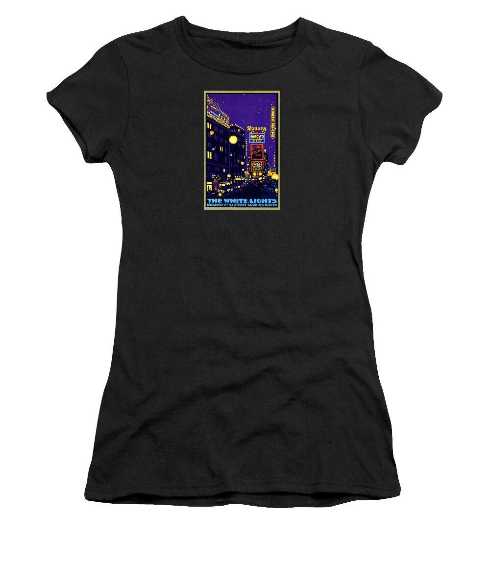 New York Women's T-Shirt featuring the painting 1925 New York City at Night by Historic Image