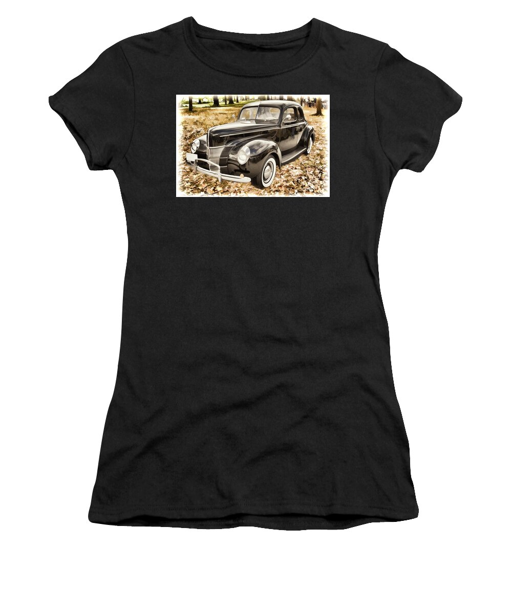 1940 Ford Women's T-Shirt featuring the painting 1940 Ford Classic car antique automobile painting Photograph in by M K Miller