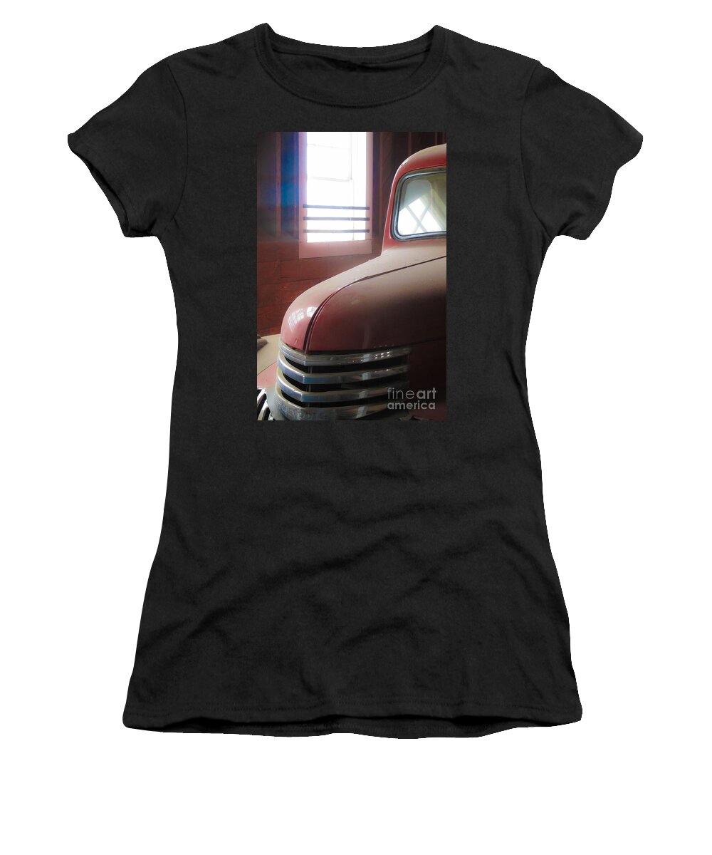 Red Women's T-Shirt featuring the photograph 1940s Era Red Chevrolet Truck by Jo Ann Tomaselli