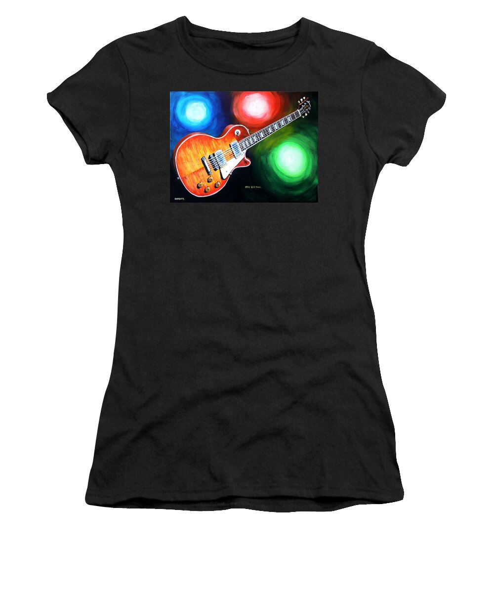 Guitar Women's T-Shirt featuring the painting 1958 Gibson Les Paul by Karl Wagner