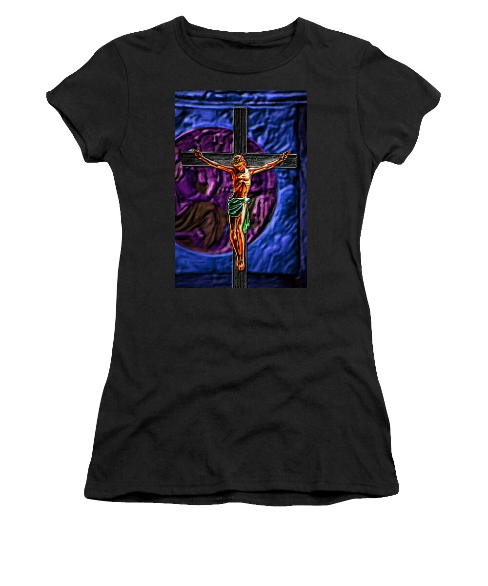 Nutting Women's T-Shirt featuring the painting Christs Crucifixion #2 by Bruce Nutting