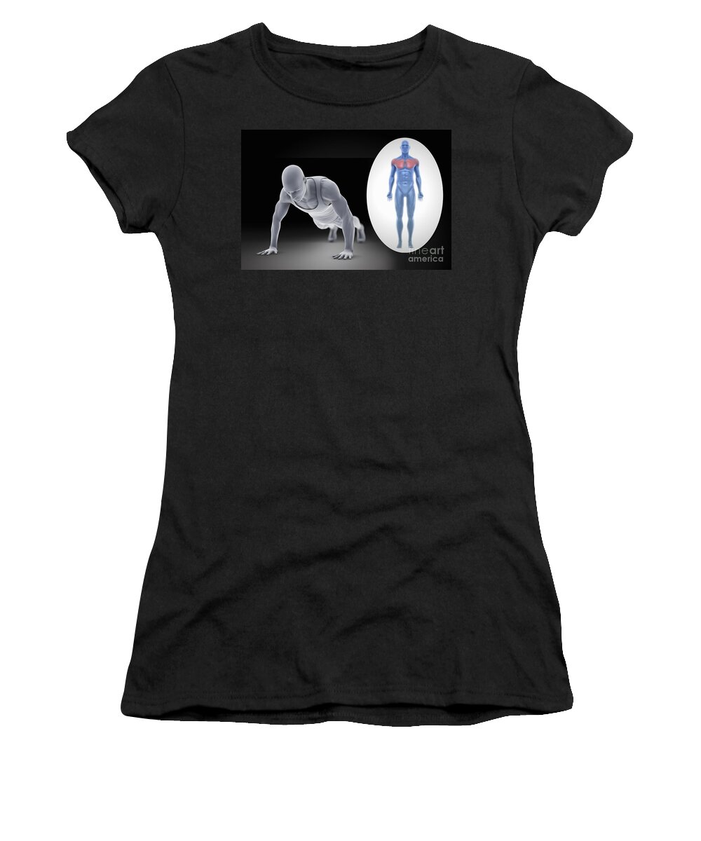 Muscles Women's T-Shirt featuring the photograph Exercise Workout #2 by Science Picture Co