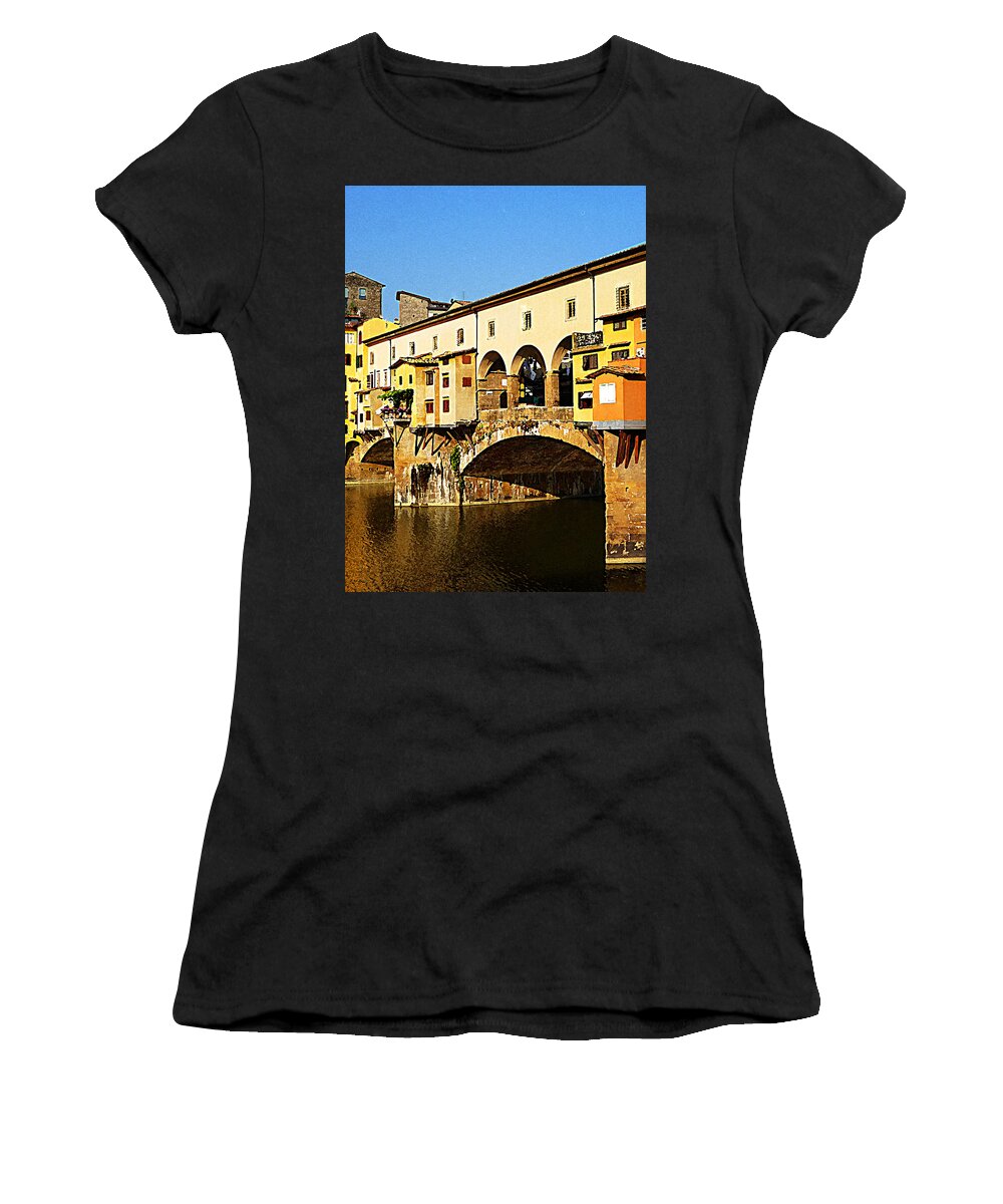Italy Women's T-Shirt featuring the photograph Florence Italy Ponte Vecchio #2 by Irina Sztukowski