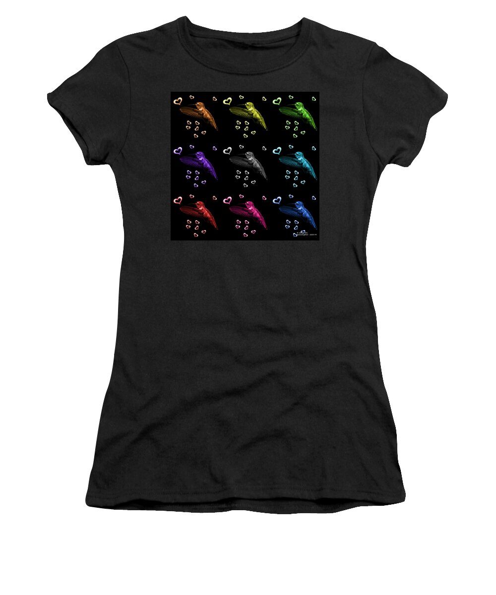 Hummingbird Women's T-Shirt featuring the digital art Hummingbird Pop Art - 2055 F M - BB #2 by James Ahn
