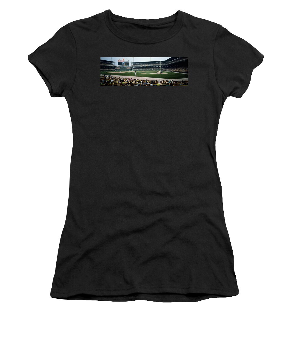 Photography Women's T-Shirt featuring the photograph Spectators Watching A Baseball Match #2 by Panoramic Images