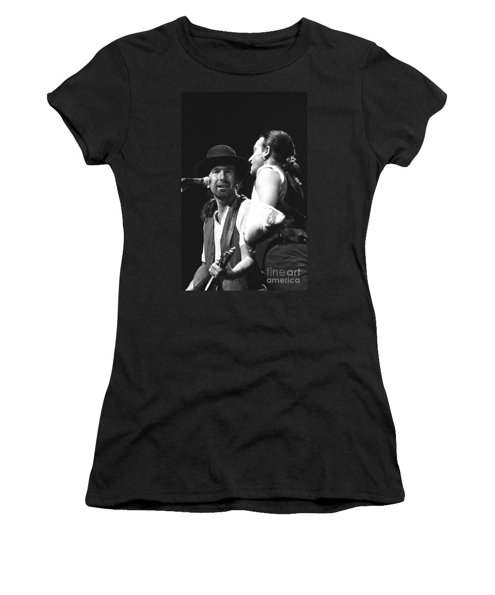 Bono Women's T-Shirt featuring the photograph U2 - The Edge and Bono #1 by Concert Photos