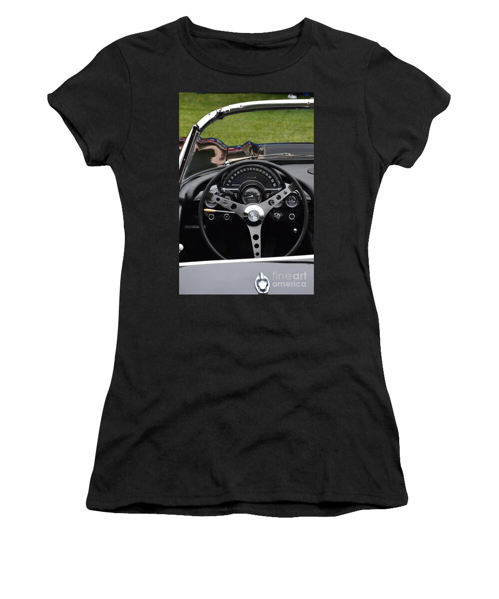 Black Women's T-Shirt featuring the photograph Corvette Detai by Dean Ferreira