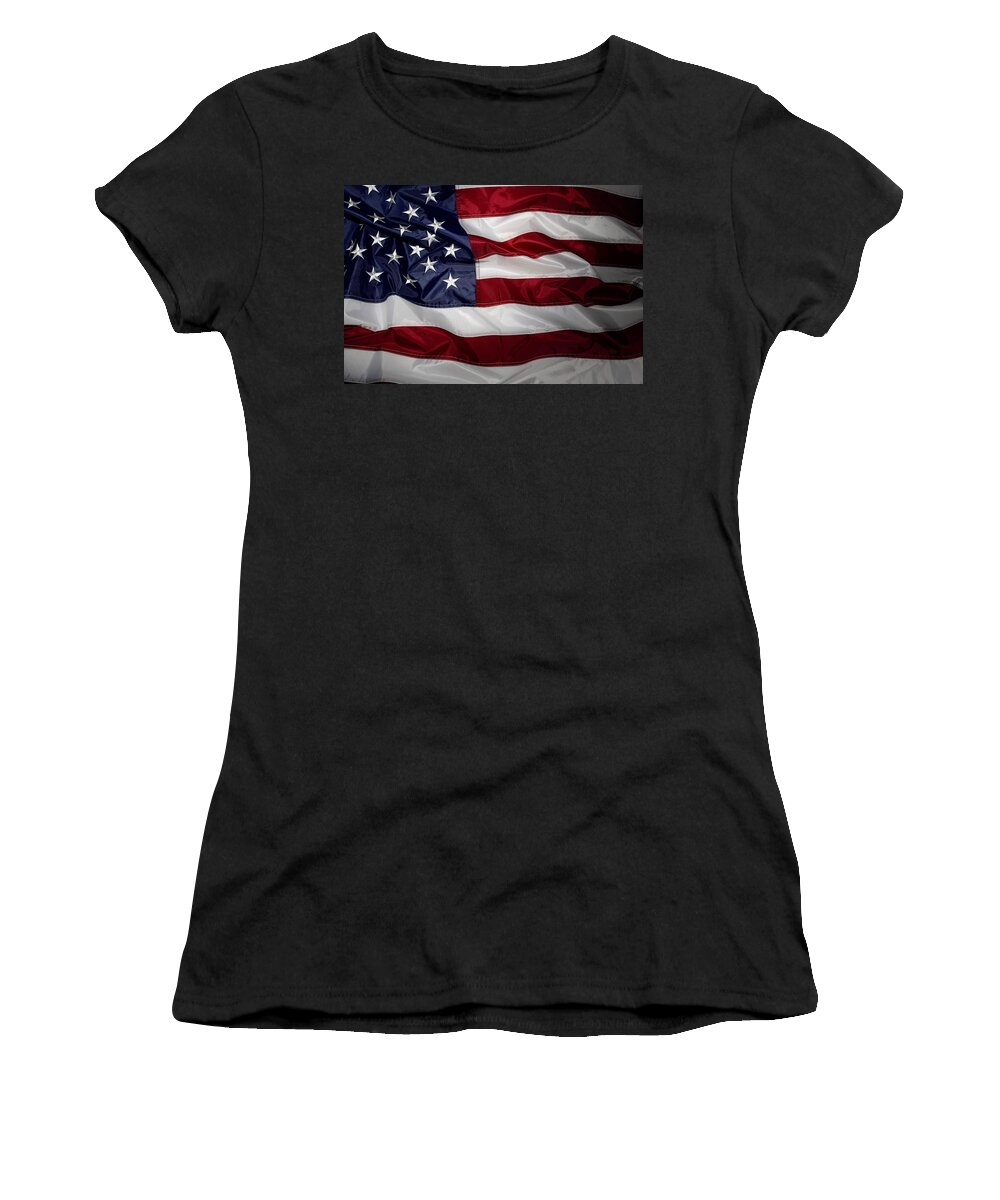 American Flag Women's T-Shirt featuring the photograph American flag 52 by Les Cunliffe