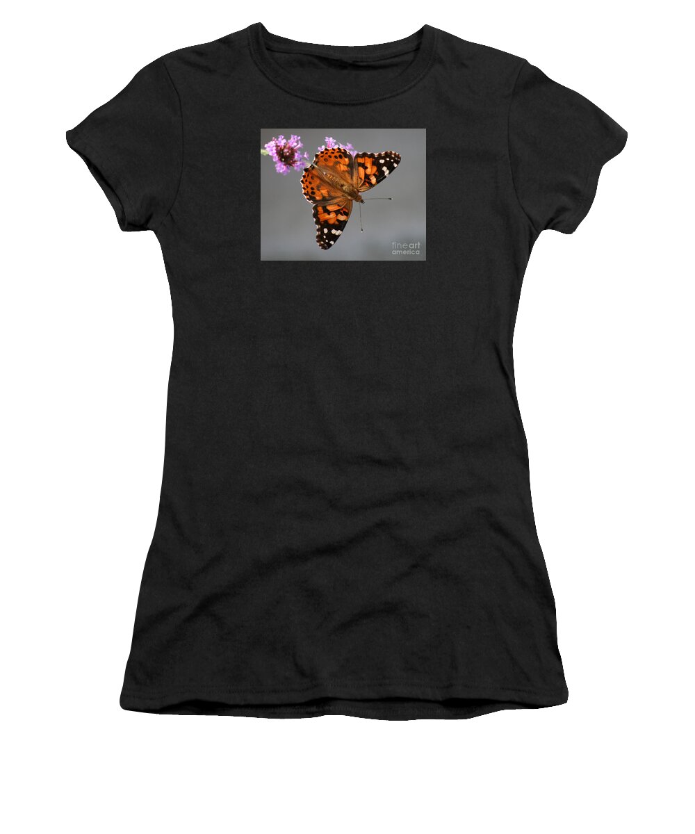 Painted Lady Butterfly Women's T-Shirt featuring the photograph American Painted Lady Butterfly #1 by Karen Adams
