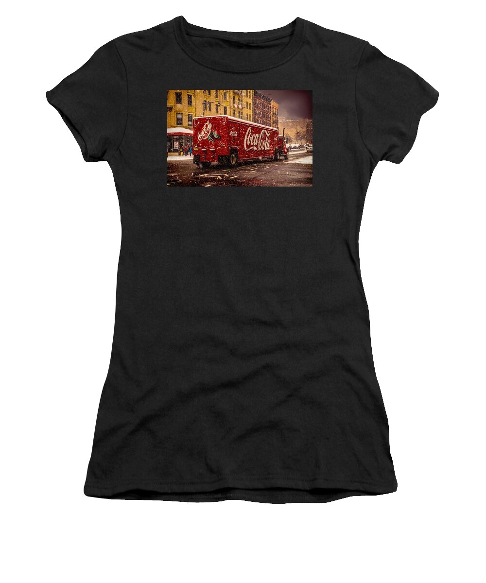 Red Women's T-Shirt featuring the photograph A Big Red Truck In The Barrio by Chris Lord