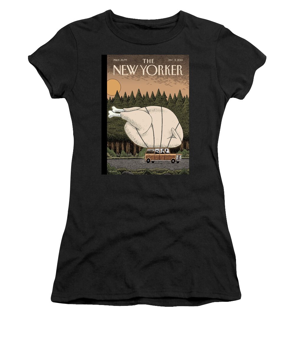 Thanksgiving Women's T-Shirt featuring the painting Turkey Day by Tom Gauld