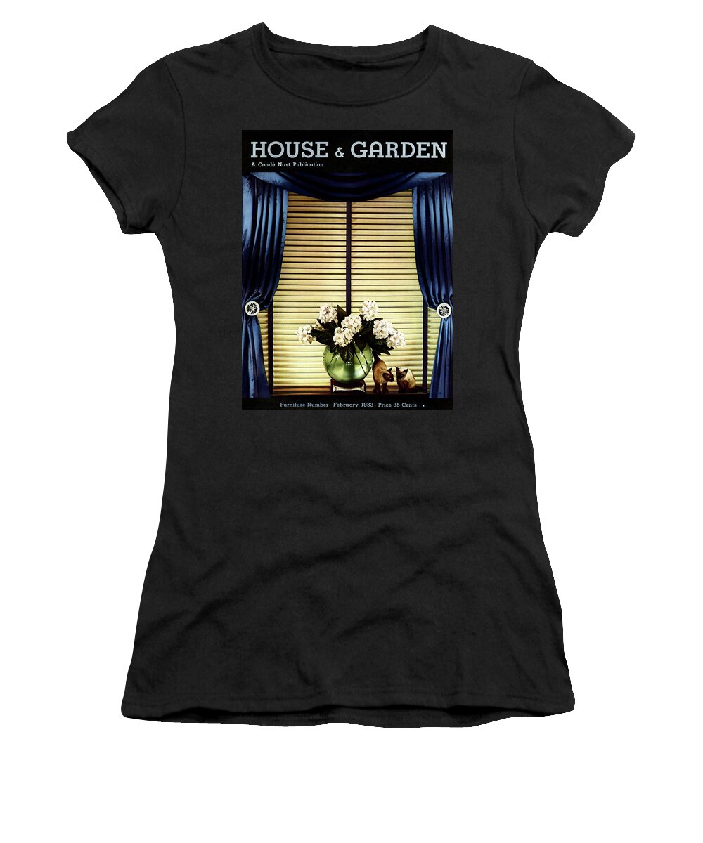 Illustration Women's T-Shirt featuring the photograph A House And Garden Cover Of Flowers By A Window by Anton Bruehl