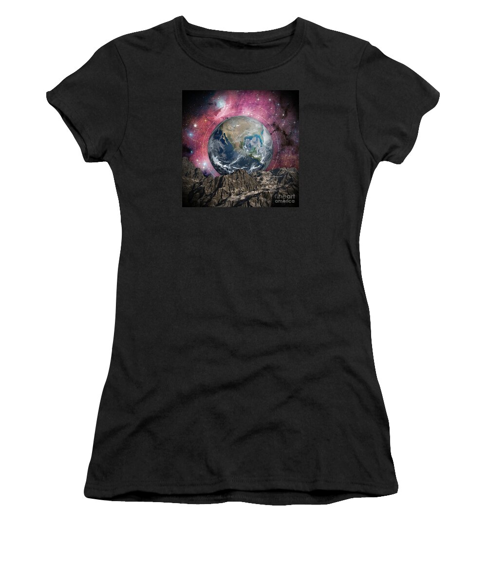Earth Women's T-Shirt featuring the digital art A Place In Space by Phil Perkins