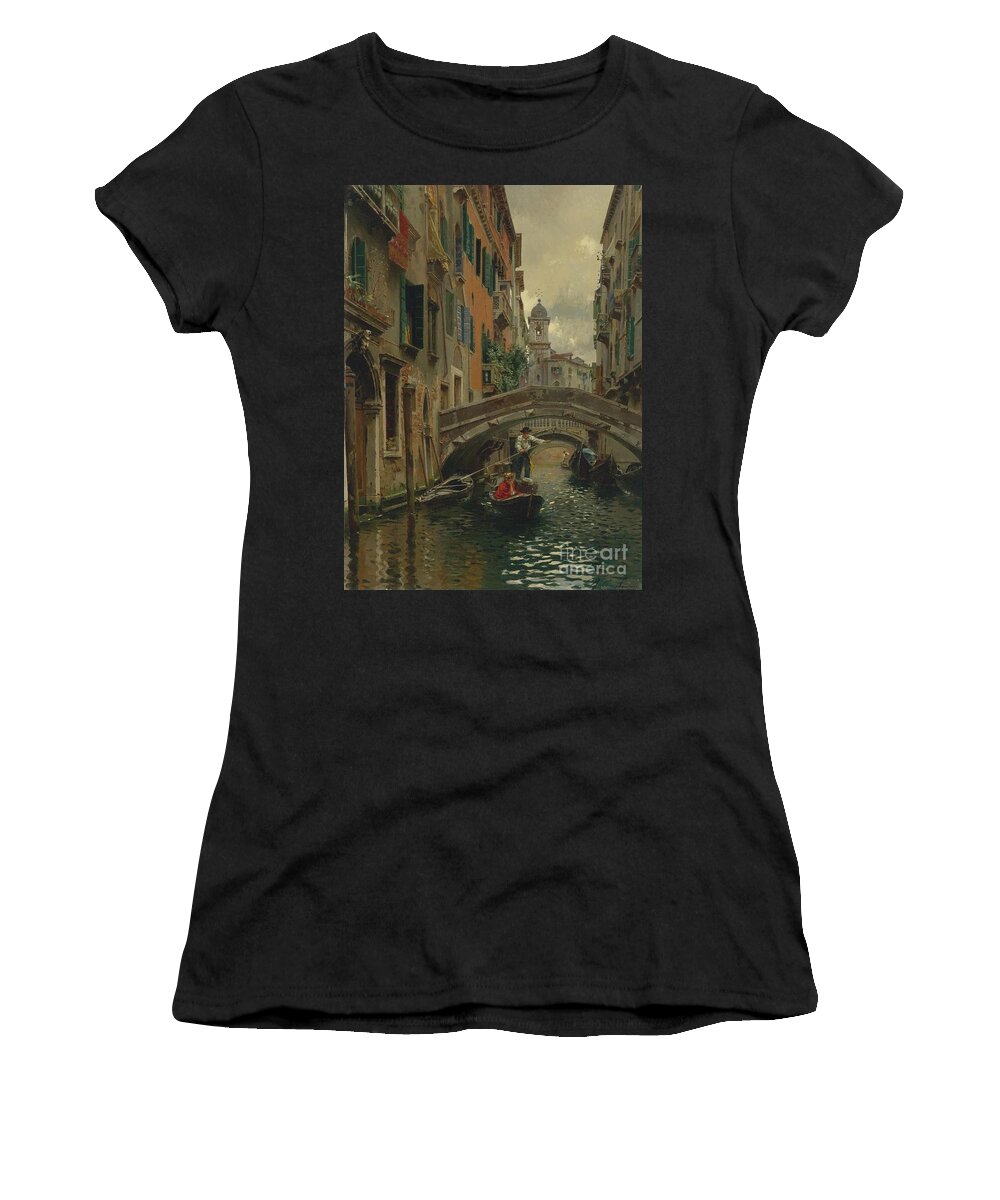 U.s.pd Women's T-Shirt featuring the painting A quiet canal Venice by Thea Recuerdo