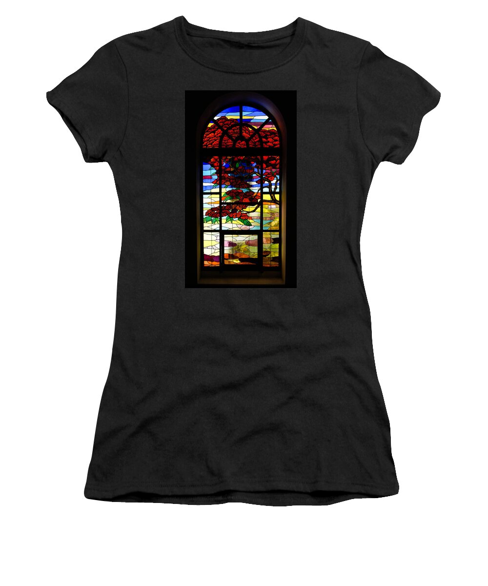 Georgia Mizuleva Women's T-Shirt featuring the photograph A Tale of Windows and Magical Landscapes by Georgia Mizuleva