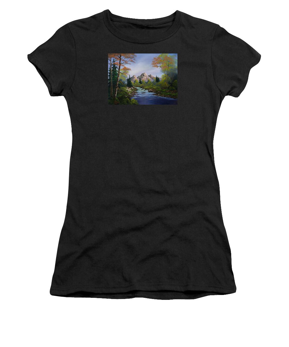Landscape Women's T-Shirt featuring the painting A Touch of Autumn by Chris Steele