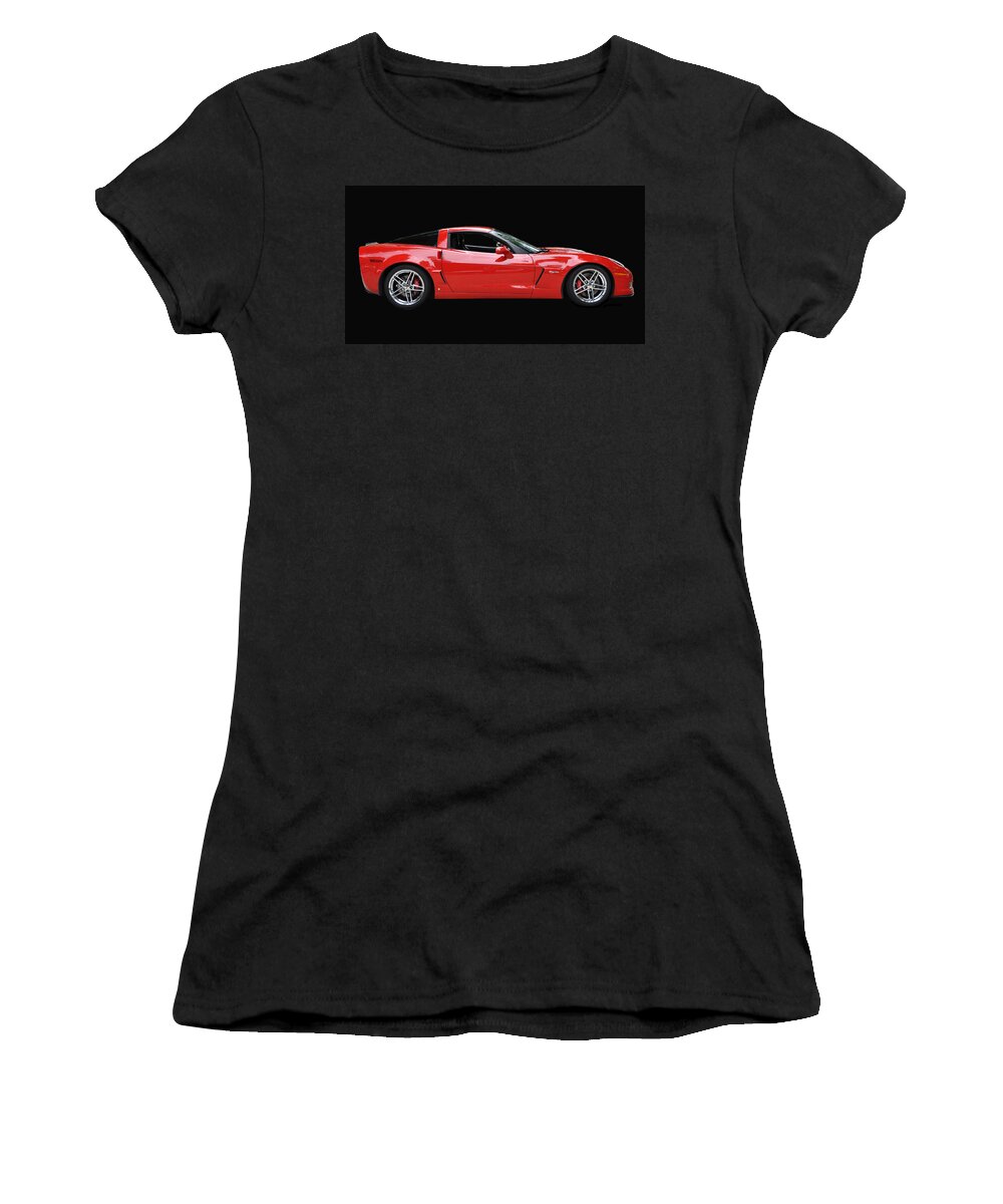 Red Women's T-Shirt featuring the photograph A Very Red Corvette Z6 by Allen Beatty