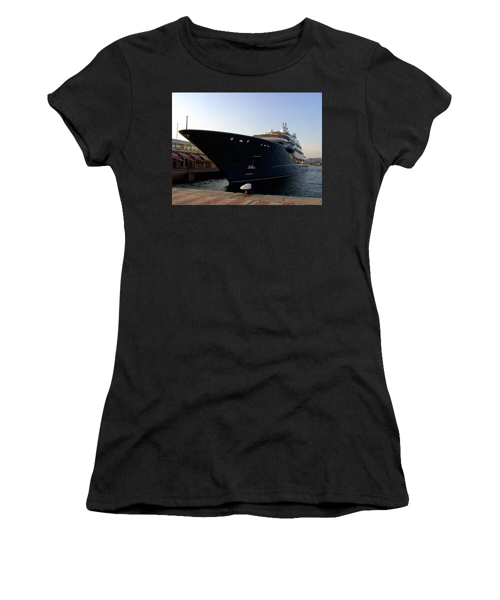 Dockside Women's T-Shirt featuring the photograph A Weekend Boat by Steve Kearns