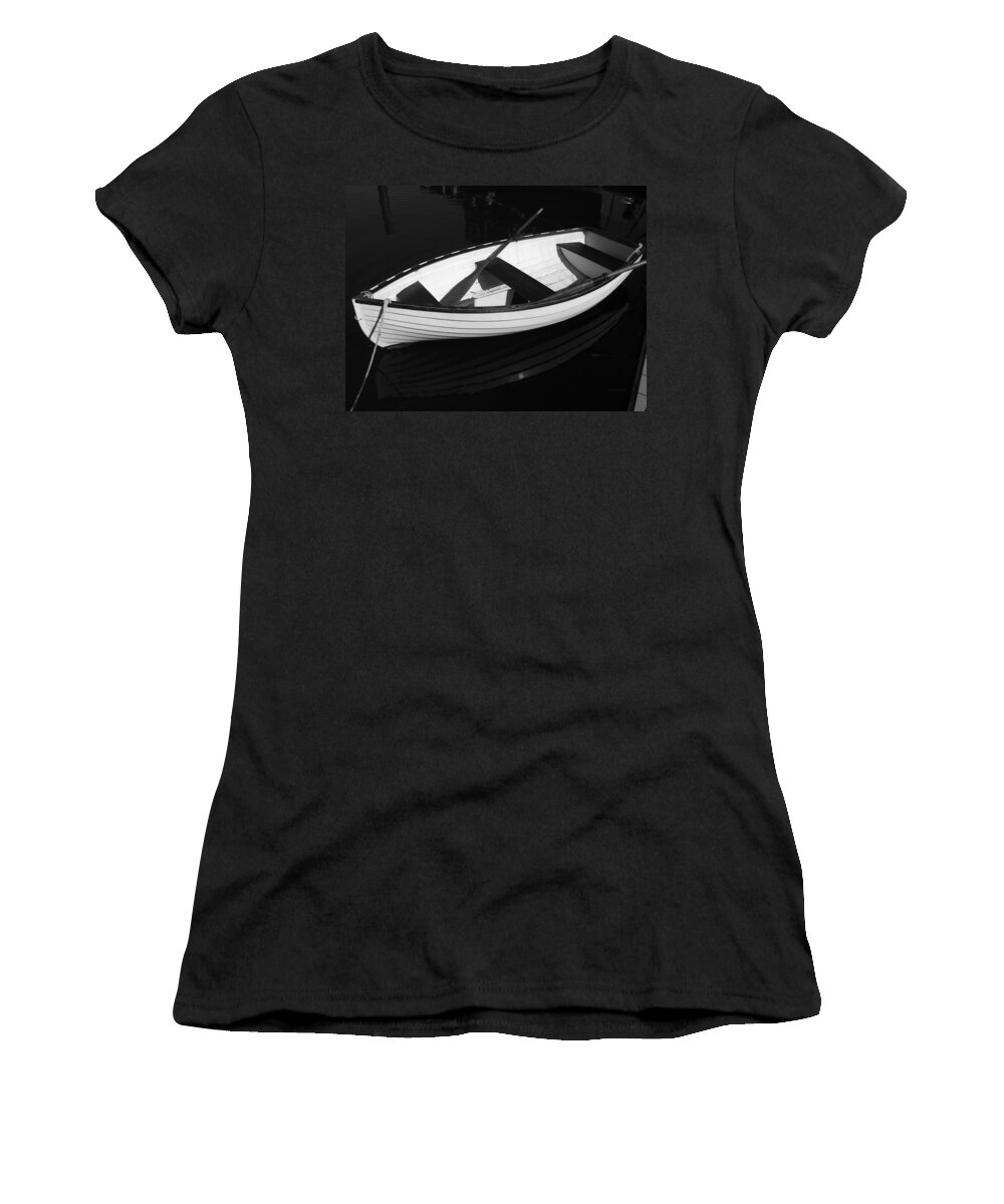 Boats Women's T-Shirt featuring the photograph A White Rowboat by Xueling Zou