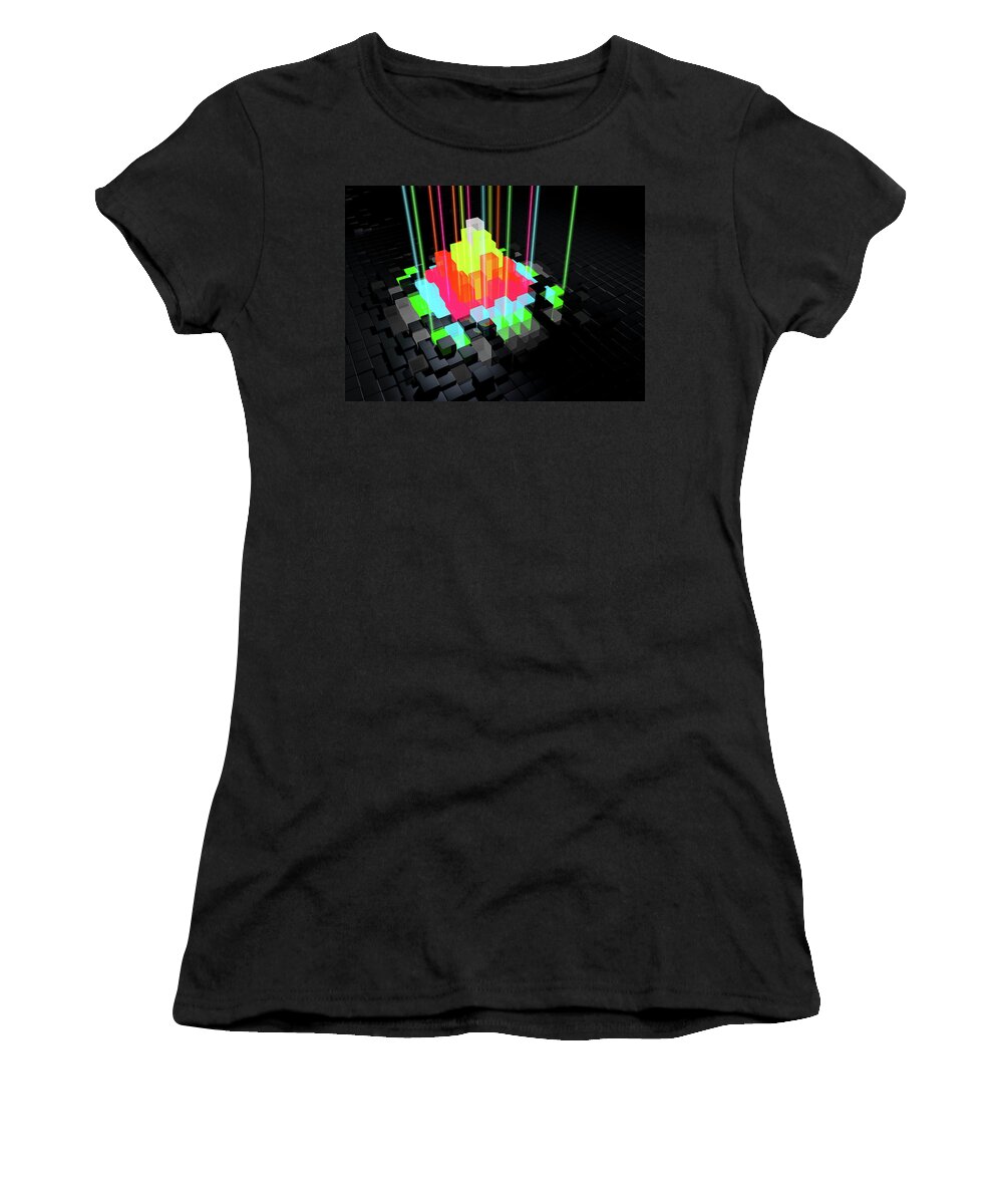 3 D Women's T-Shirt featuring the photograph Abstract Bright Multicolored Block by Ikon Ikon Images