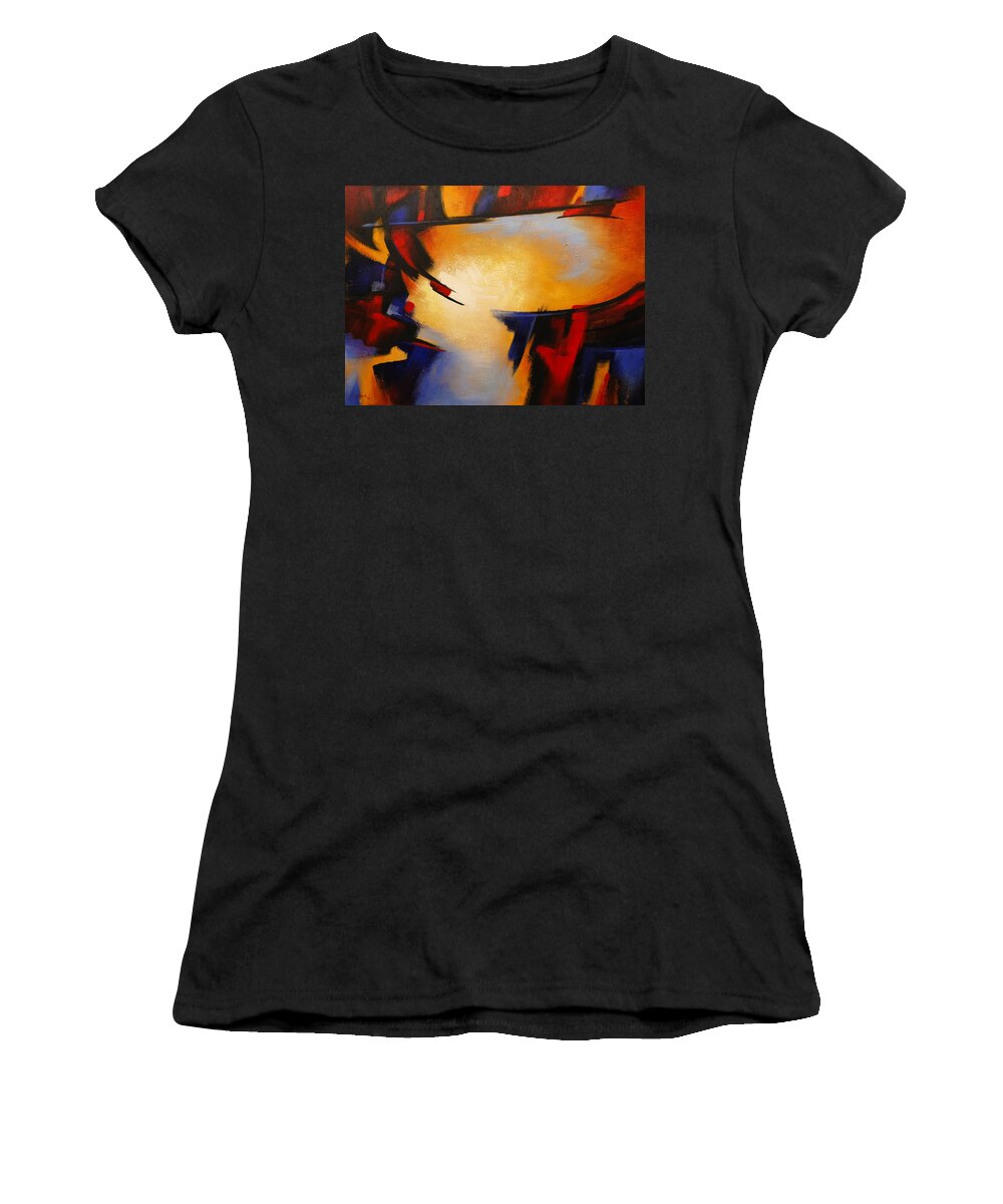 Abstract Women's T-Shirt featuring the painting Abstract Red Blue Yellow by Glenn Pollard