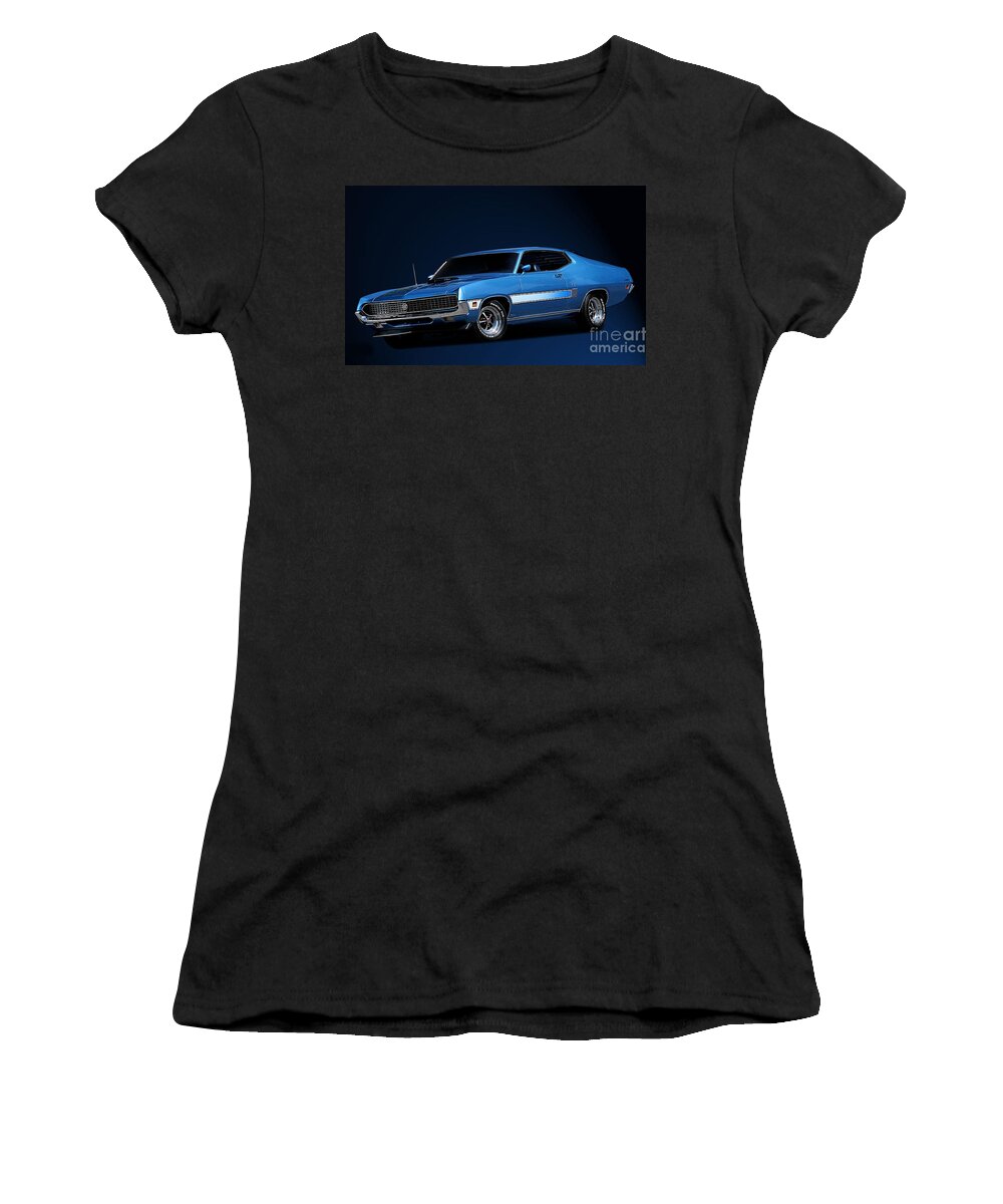 Ford Women's T-Shirt featuring the photograph Action Photo Original Prints Vintage Muscle Cars 1970 Ford Torino by Action
