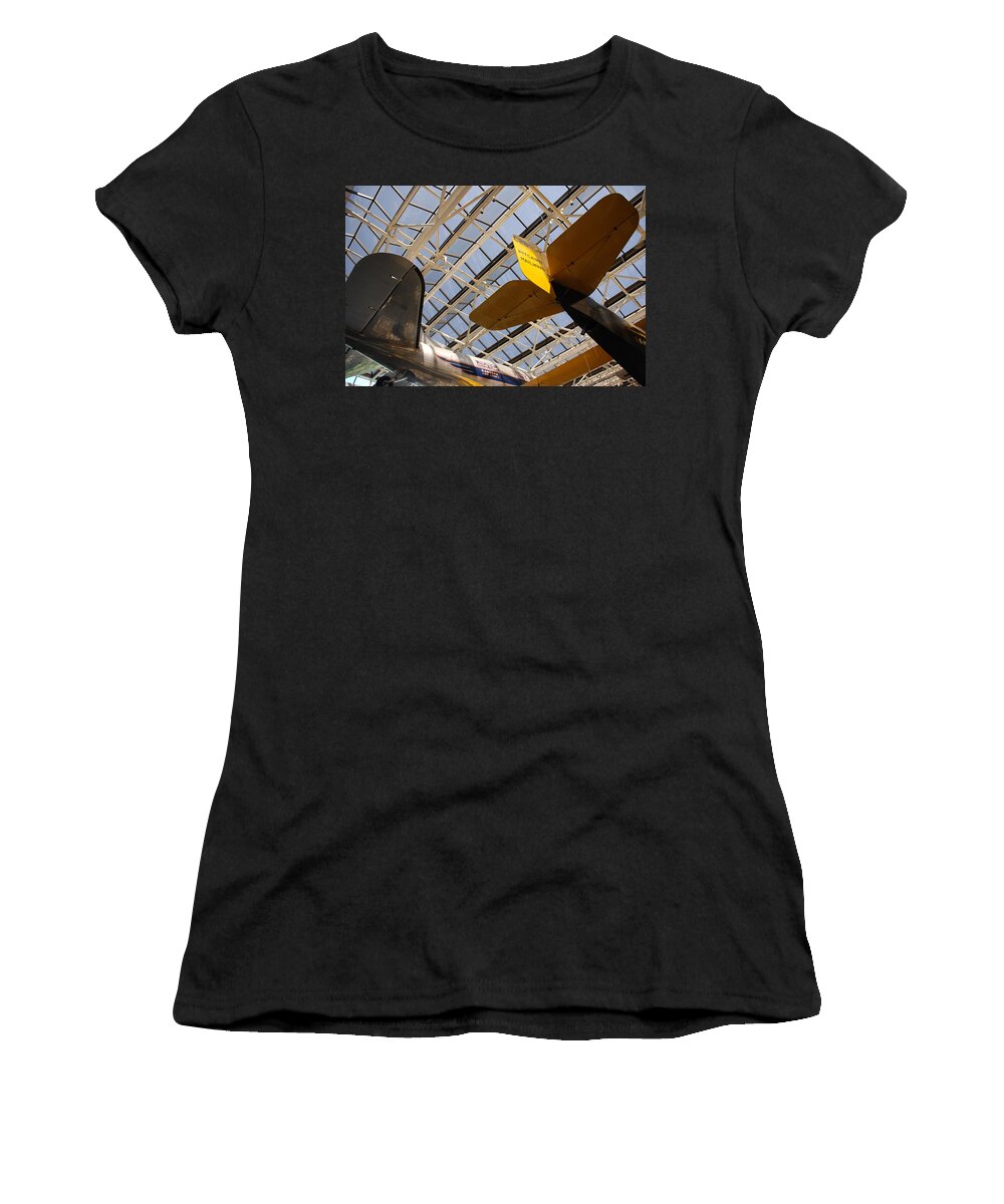 Planes Women's T-Shirt featuring the photograph Airplane Rudders by Kenny Glover
