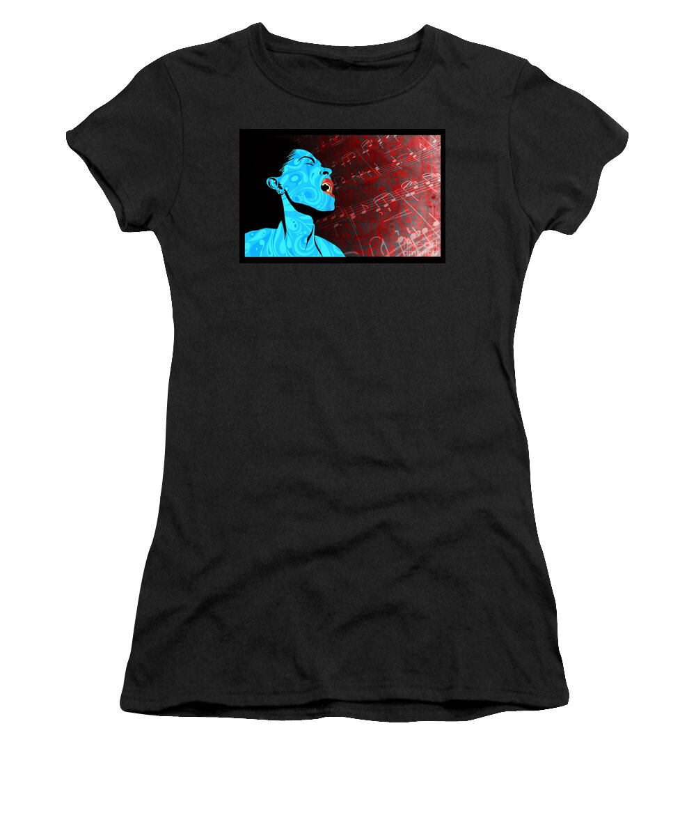 Retro Jazz Women's T-Shirt featuring the painting All that Jazz by Sassan Filsoof