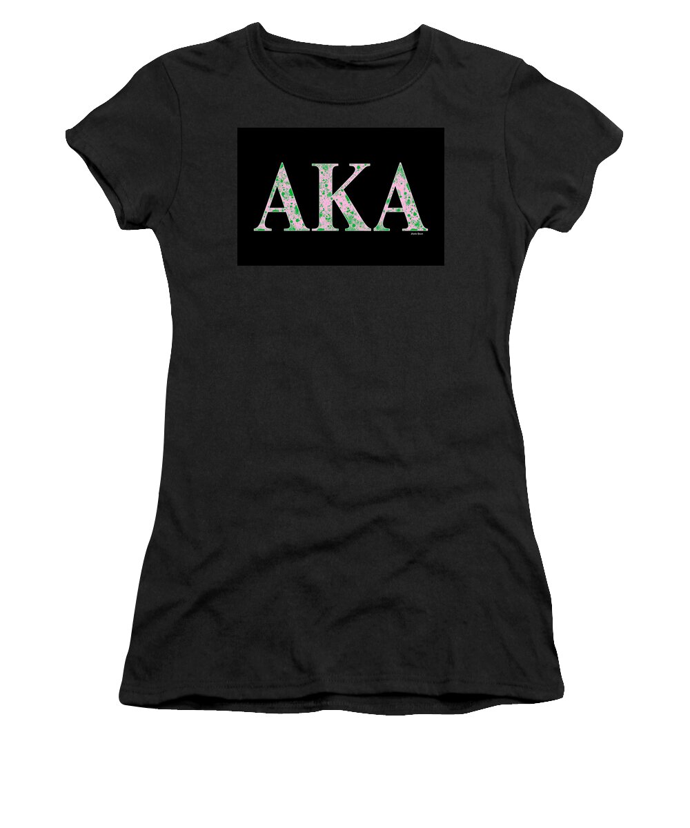 Alpha Kappa Alpha Women's T-Shirt featuring the digital art Alpha Kappa Alpha - Black by Stephen Younts