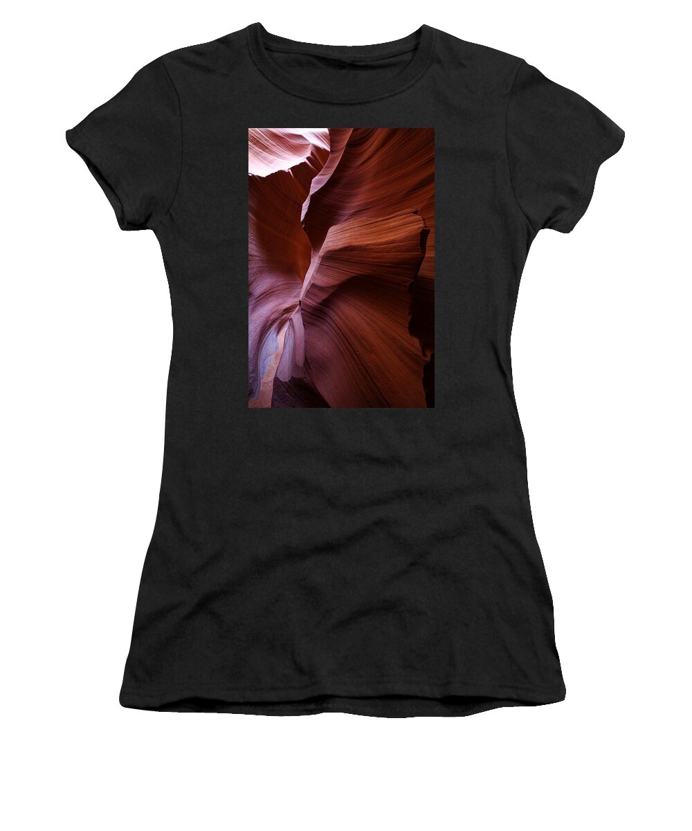 Antelope Canyon Women's T-Shirt featuring the photograph Amber flow by Jonathan Davison