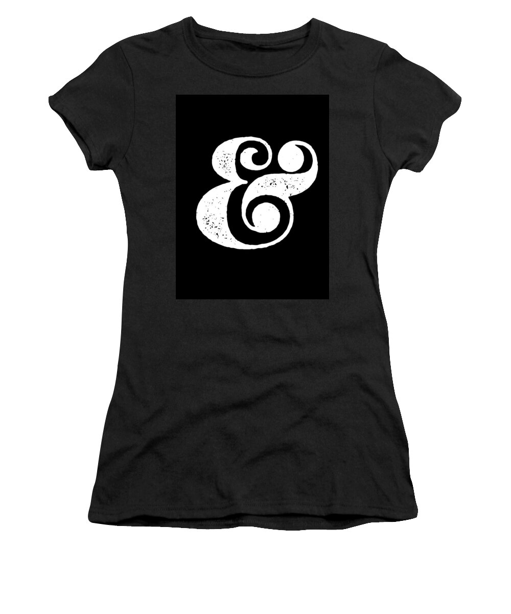 Ampersand Women's T-Shirt featuring the digital art Ampersand Poster Black by Naxart Studio