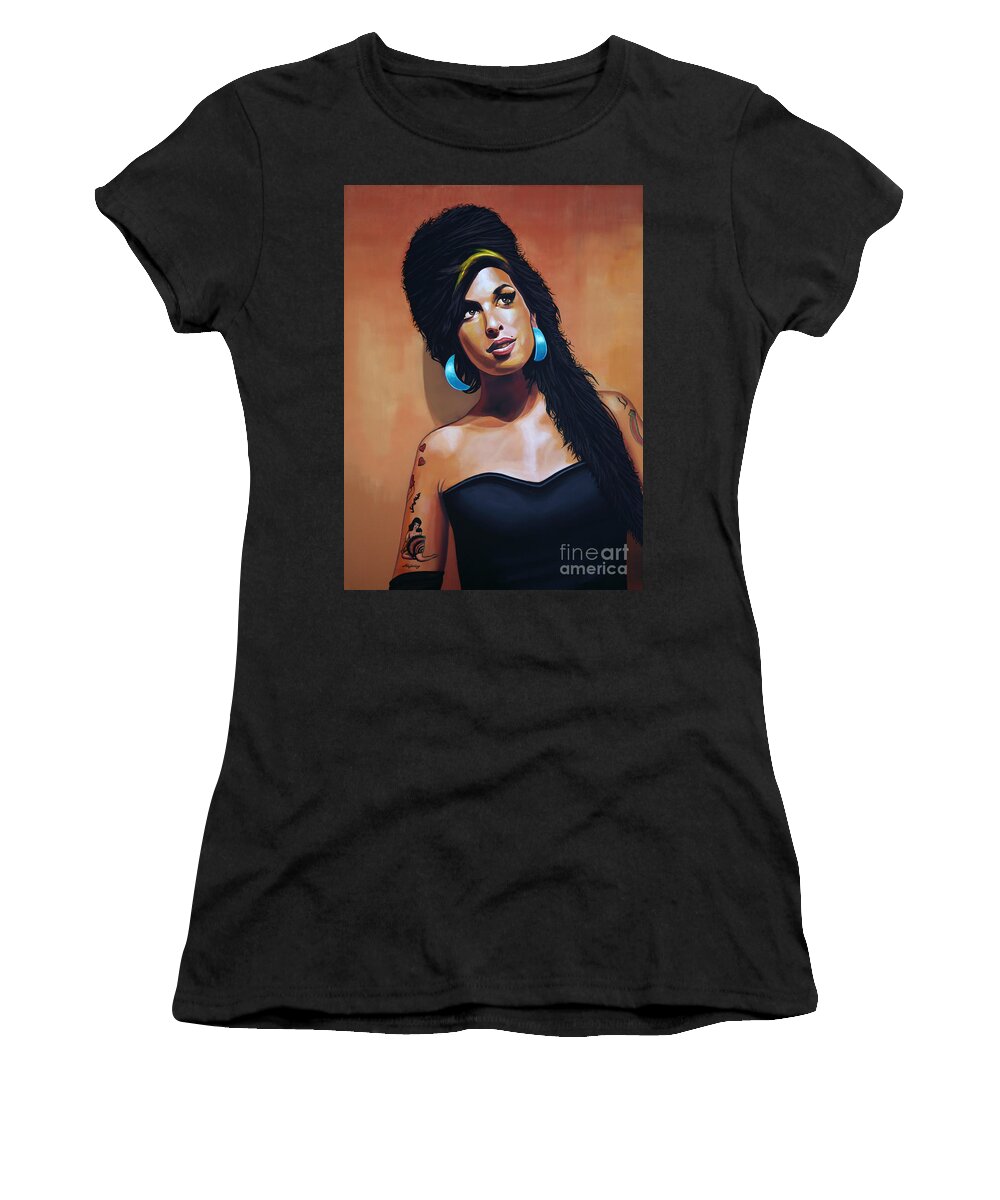 Amy Winehouse Women's T-Shirt featuring the painting Amy Winehouse by Paul Meijering