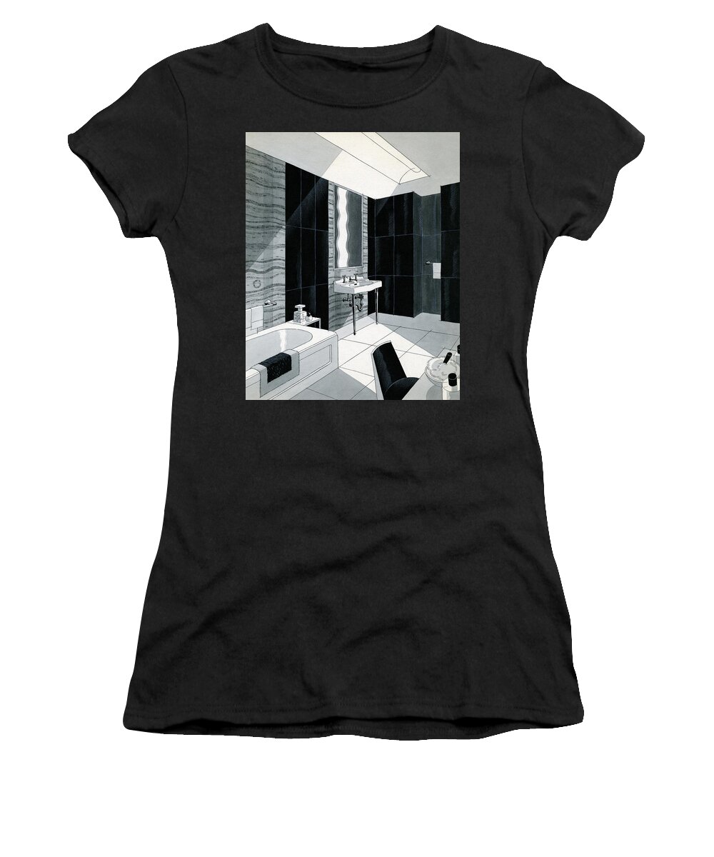 Bathroom Women's T-Shirt featuring the digital art An Illustration Of A Bathroom by Urban Weis