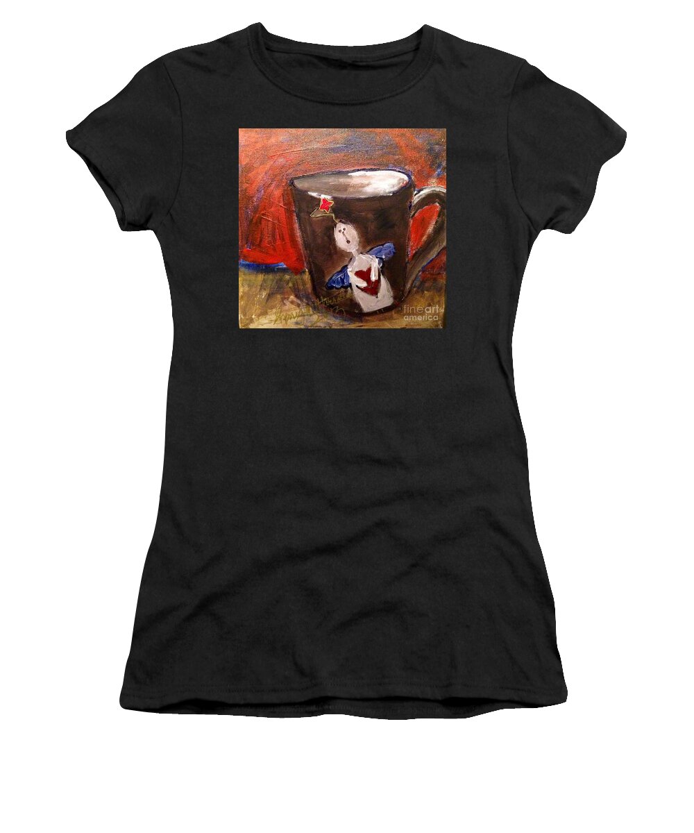 Angel Women's T-Shirt featuring the painting Angel Kisses For You by Sherry Harradence