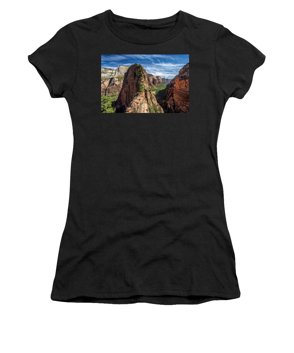 Angels Landing Women's T-Shirt featuring the photograph Angel's Landing by Pierre Leclerc Photography