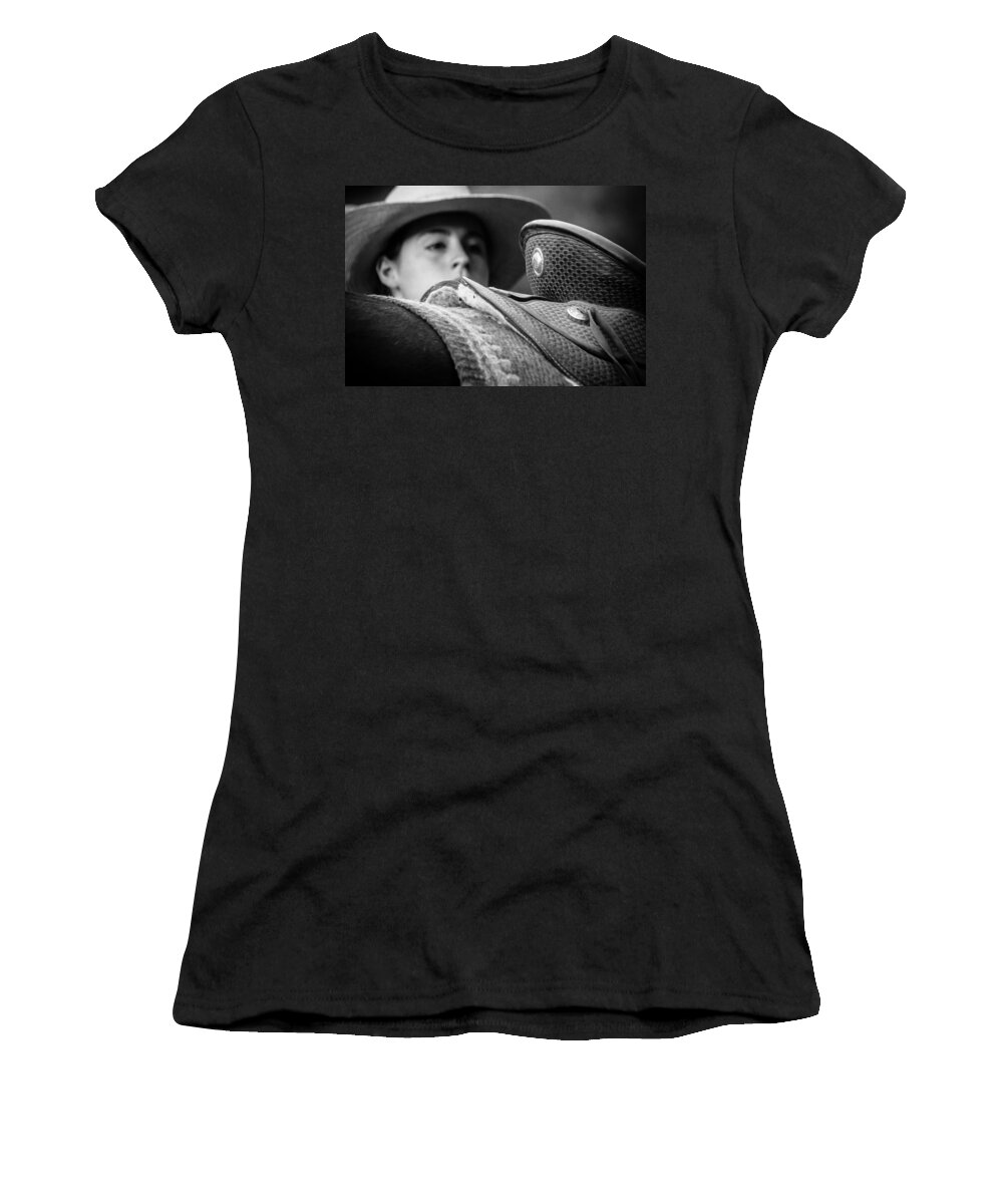 Made In America Women's T-Shirt featuring the photograph Annie's Saddle by Steven Bateson