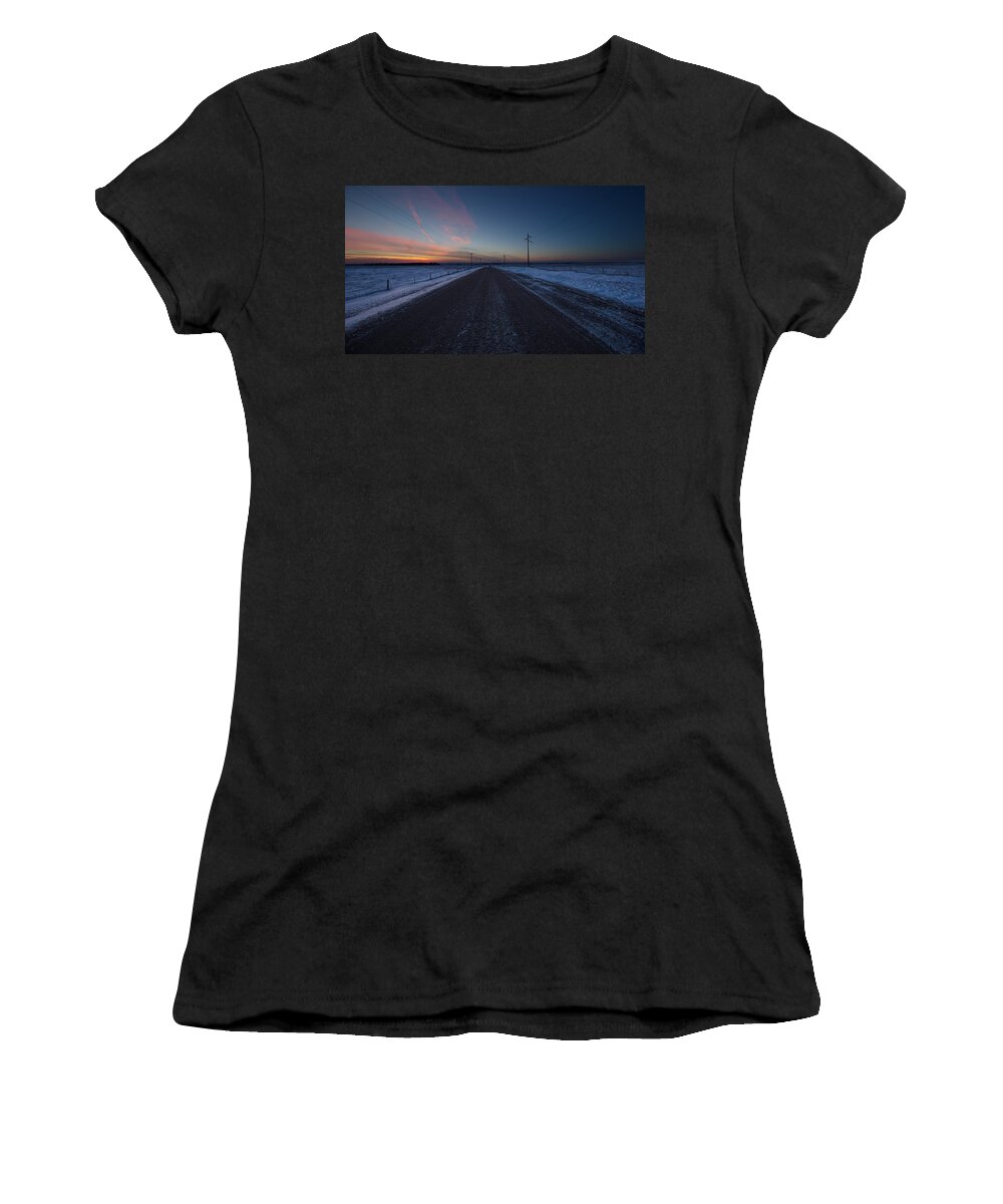 Freeman Women's T-Shirt featuring the photograph another Cold Road to Nowhere by Aaron J Groen