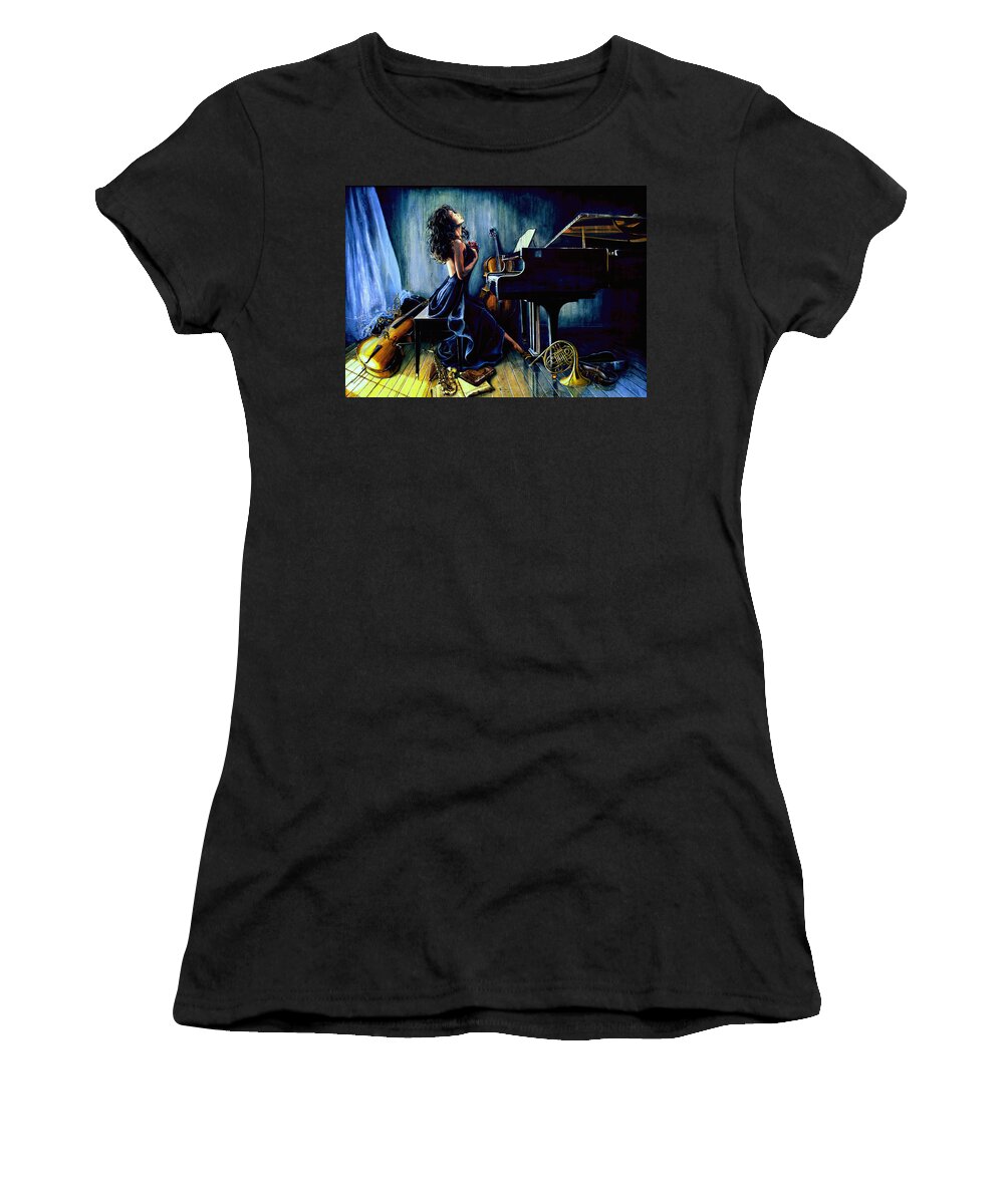 Violin Women's T-Shirt featuring the painting Appassionato by Hanne Lore Koehler