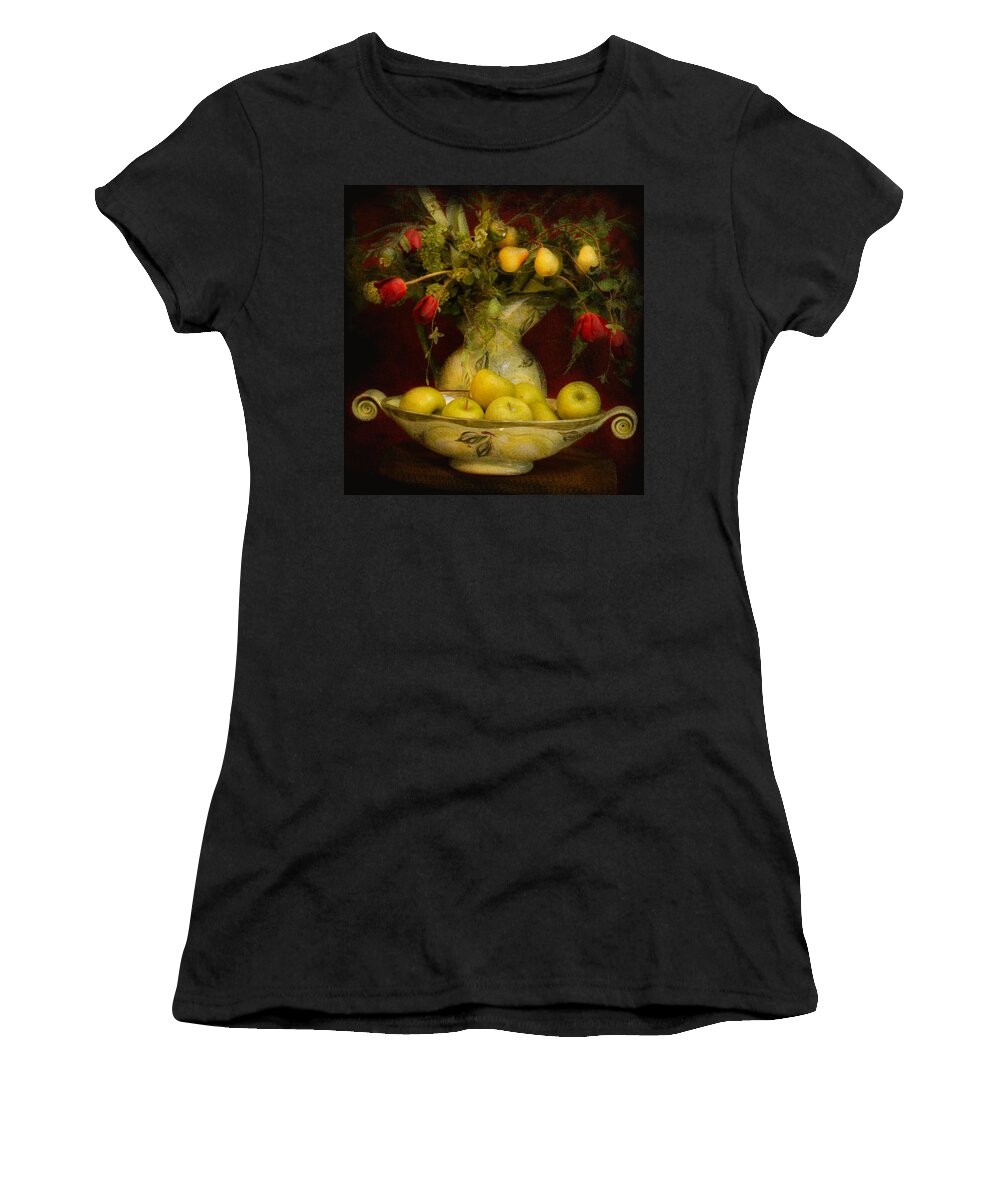 Apples Women's T-Shirt featuring the photograph Apples Pears And Tulips by Jeff Burgess