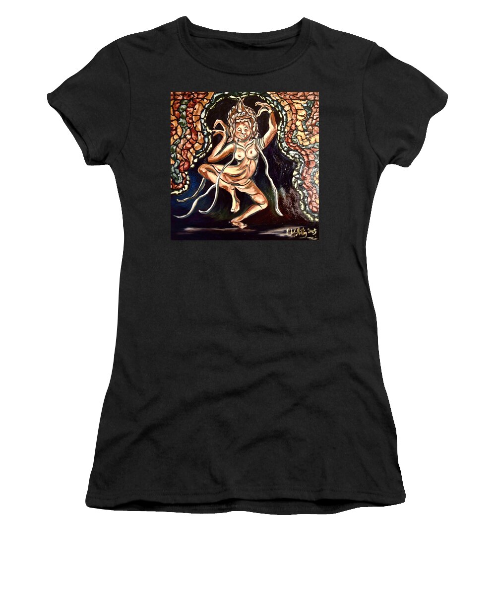Nude Women's T-Shirt featuring the painting Apsara by Carol Tsiatsios