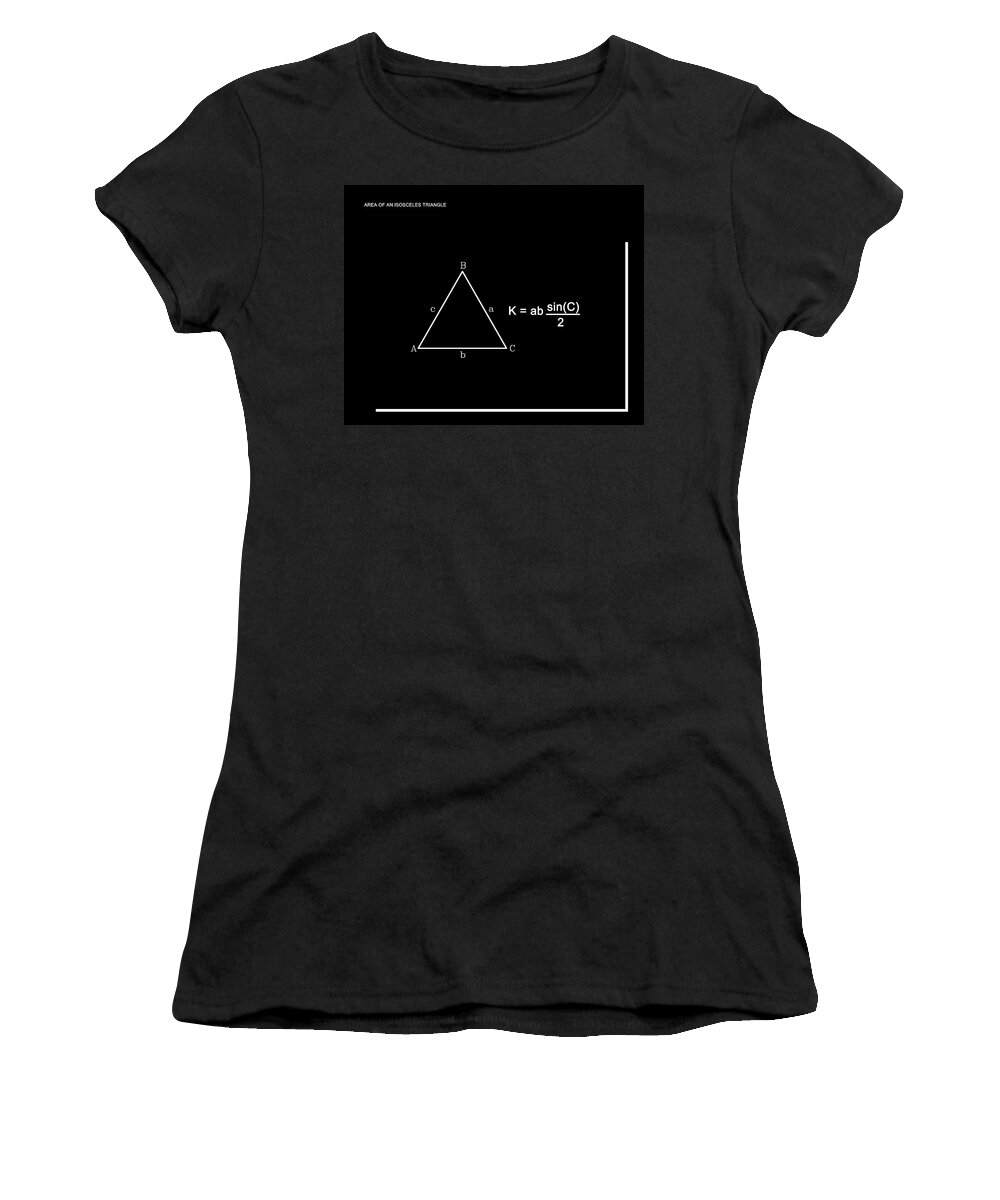 Feature Women's T-Shirt featuring the digital art Area of an Isosceles Triangle b/w by Paulette B Wright