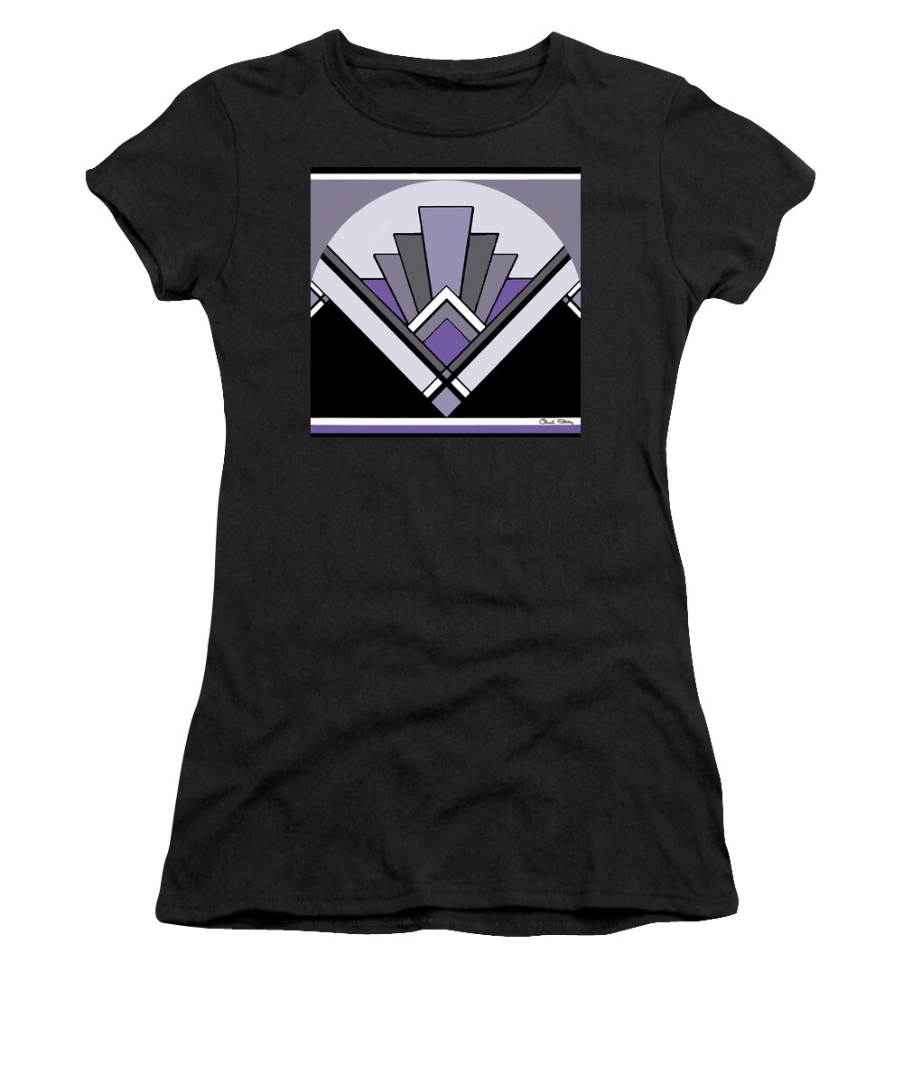 Staley Women's T-Shirt featuring the digital art Art Deco Pattern Two - Purple by Chuck Staley