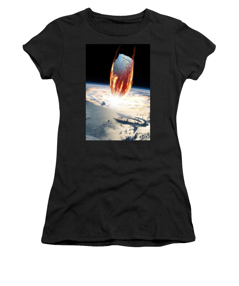 Asteroid Women's T-Shirt featuring the photograph Asteroid Entering Earths Atmosphere by Marc Ward